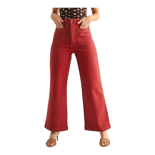 Wide Leg Burgundy Jeans