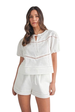Lace Trim Top and Short Set