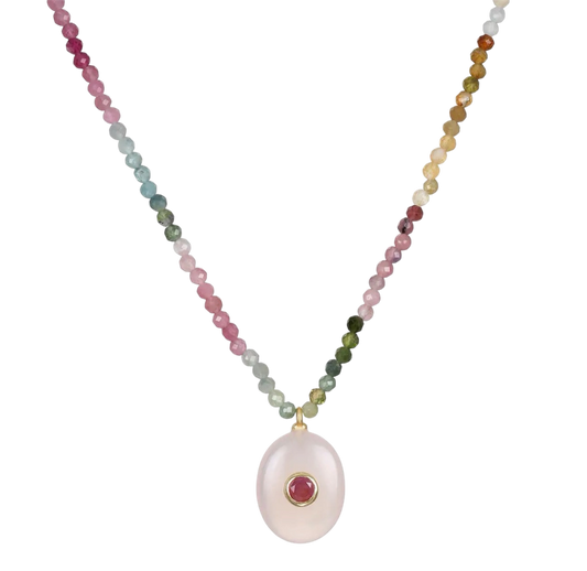 Beaded Choker - Rose Quartz