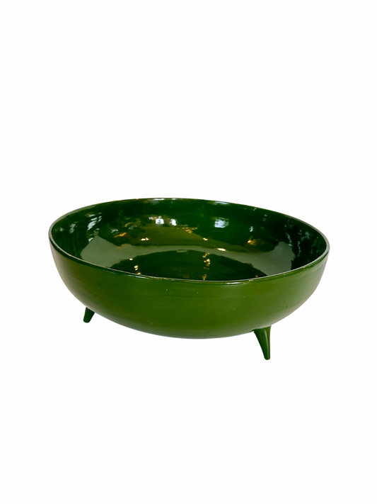 Large Tripod Bowl- Olive 13"