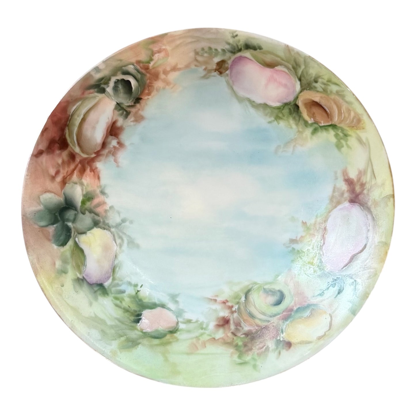 Set of 6 Limoges Hand-Painted Seashell Plates