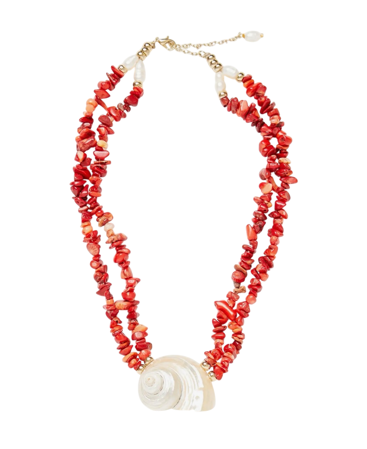 Red Beaded Shell Choker Necklace