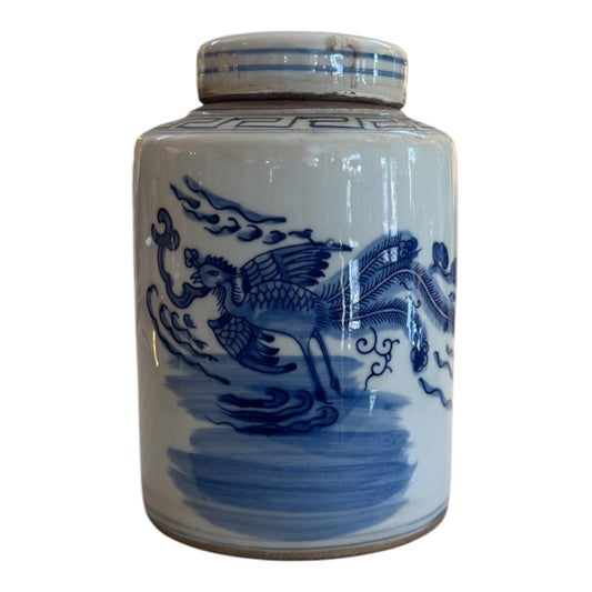 Blue & White Phoenix Tall Jar
