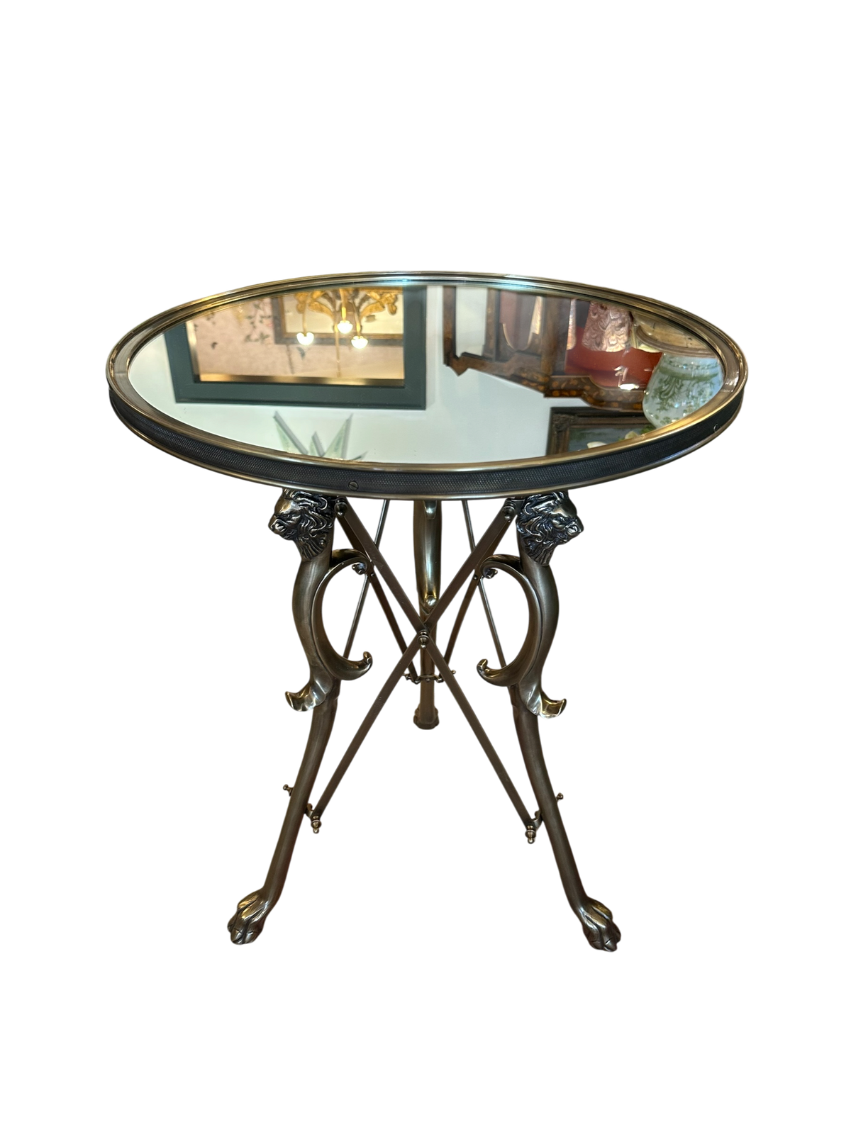 Lion Mirrored Side Table