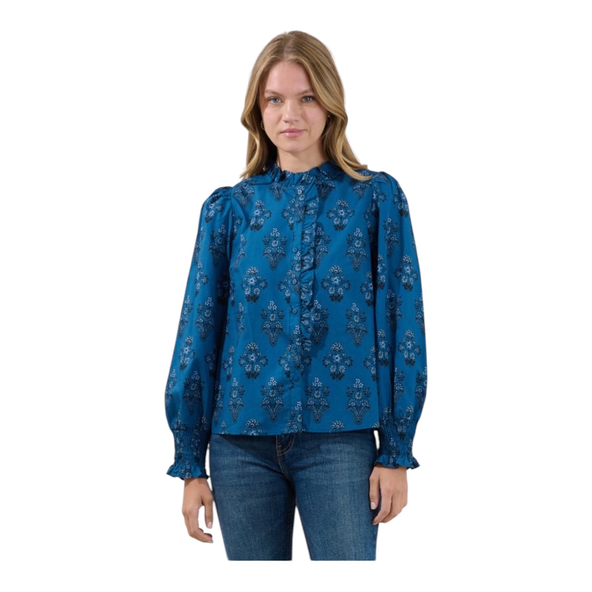 Blue Garden Floral Top
