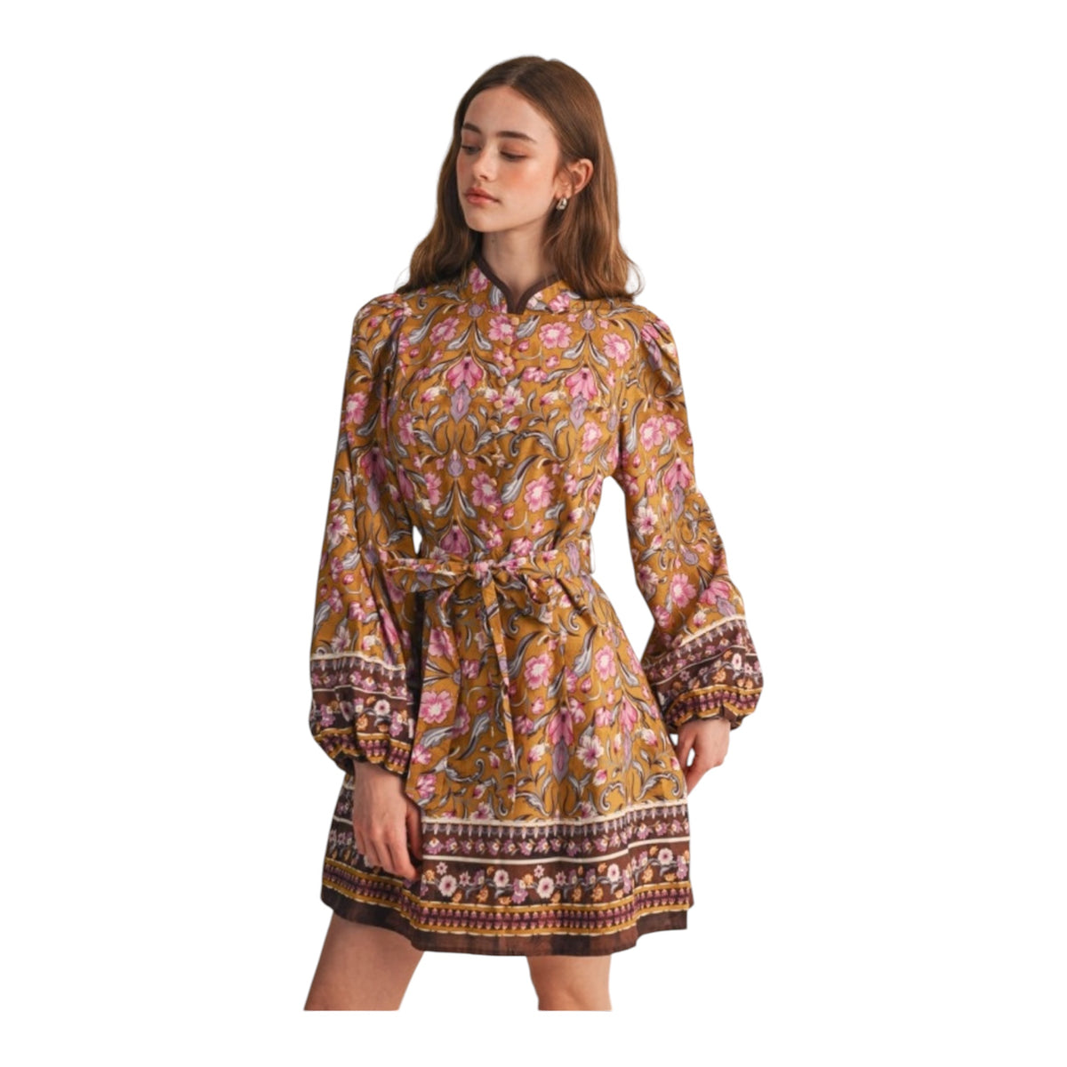 Floral Belted Mini Dress