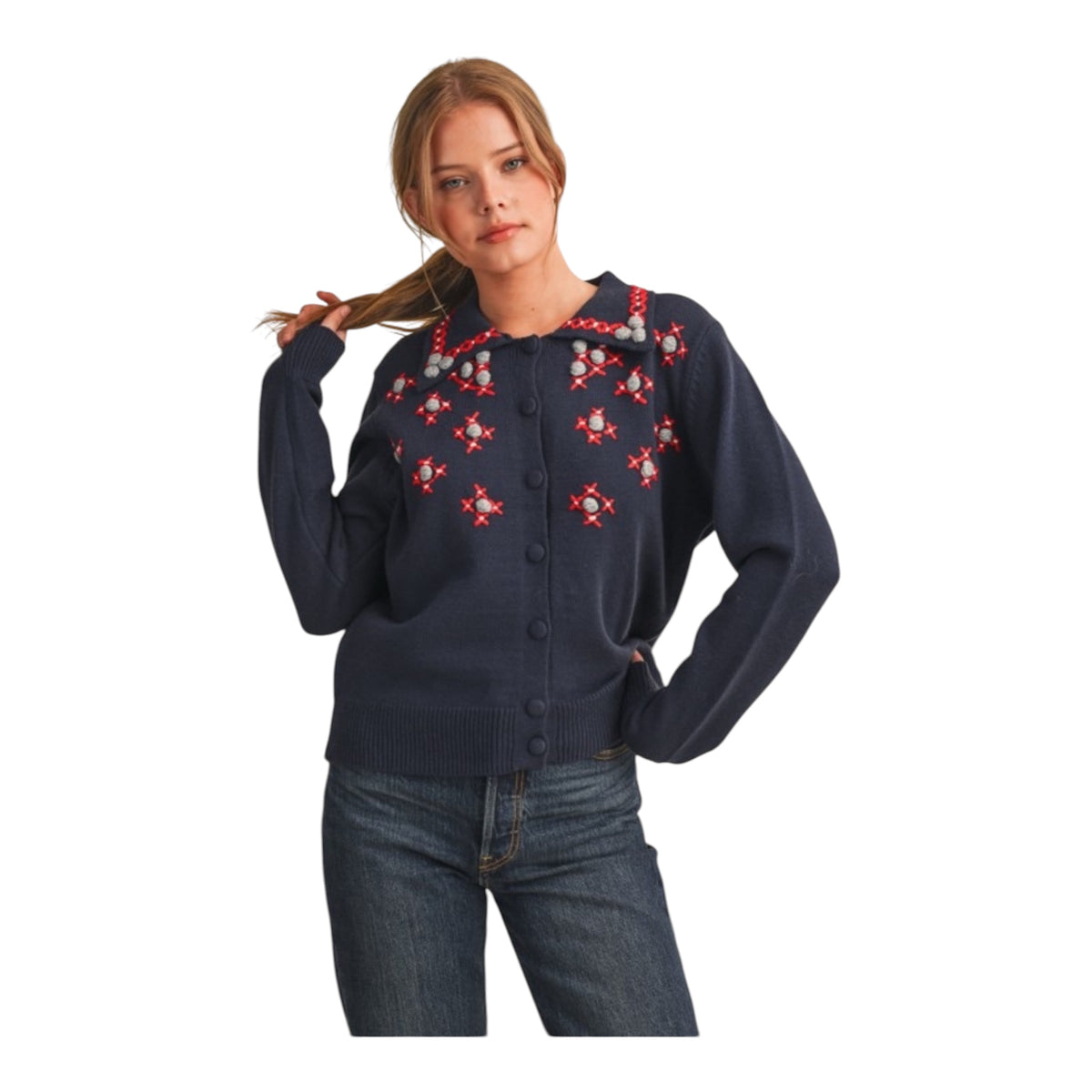 Abstract Embroidered Sweater- 2 Colors