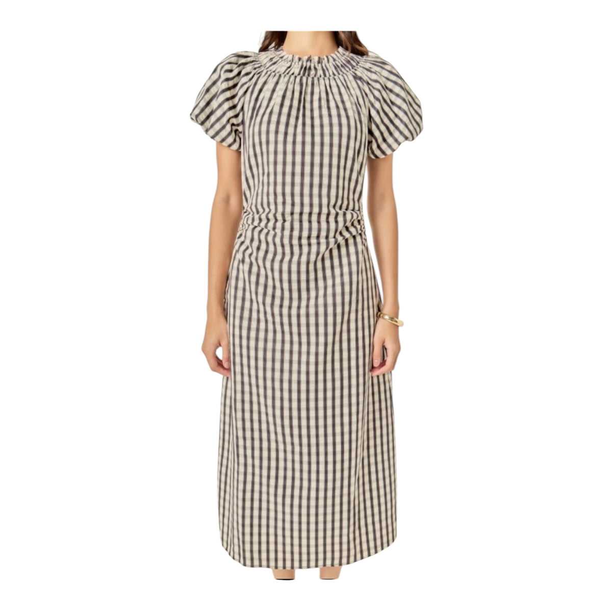 Gingham Smocked Midi Dress