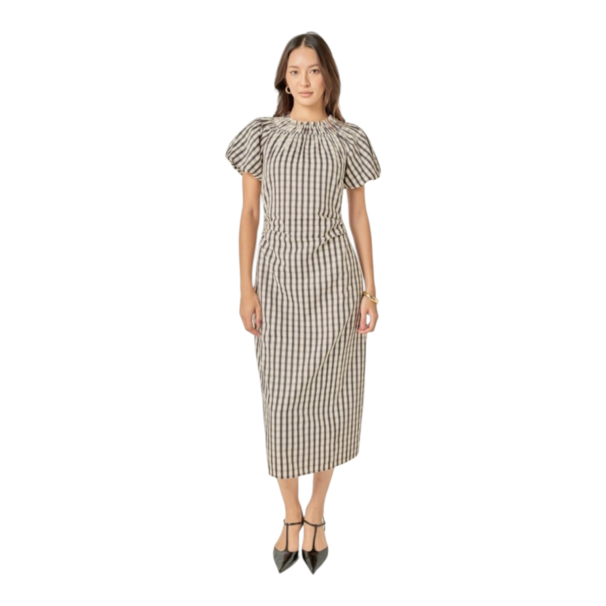 Gingham Smocked Midi Dress