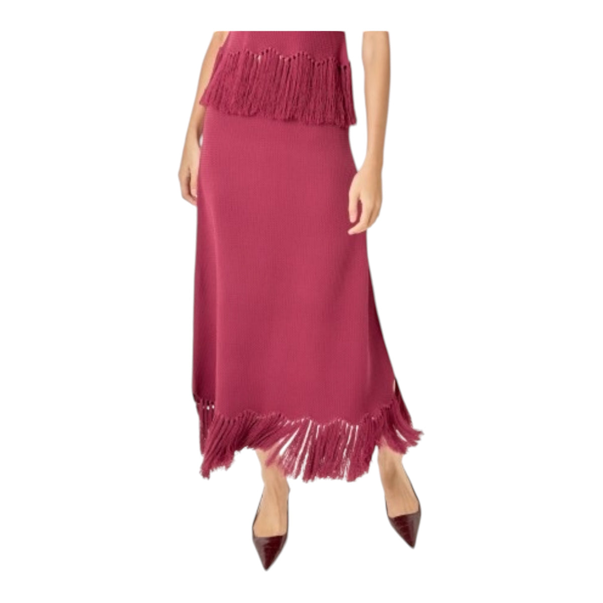 Fringe Knit Midi Skirt