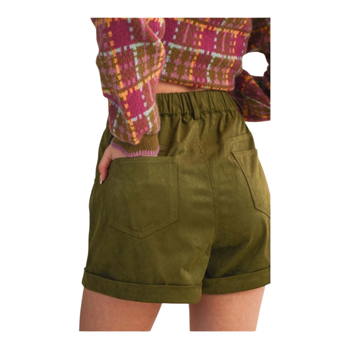 Olive Suede Shorts