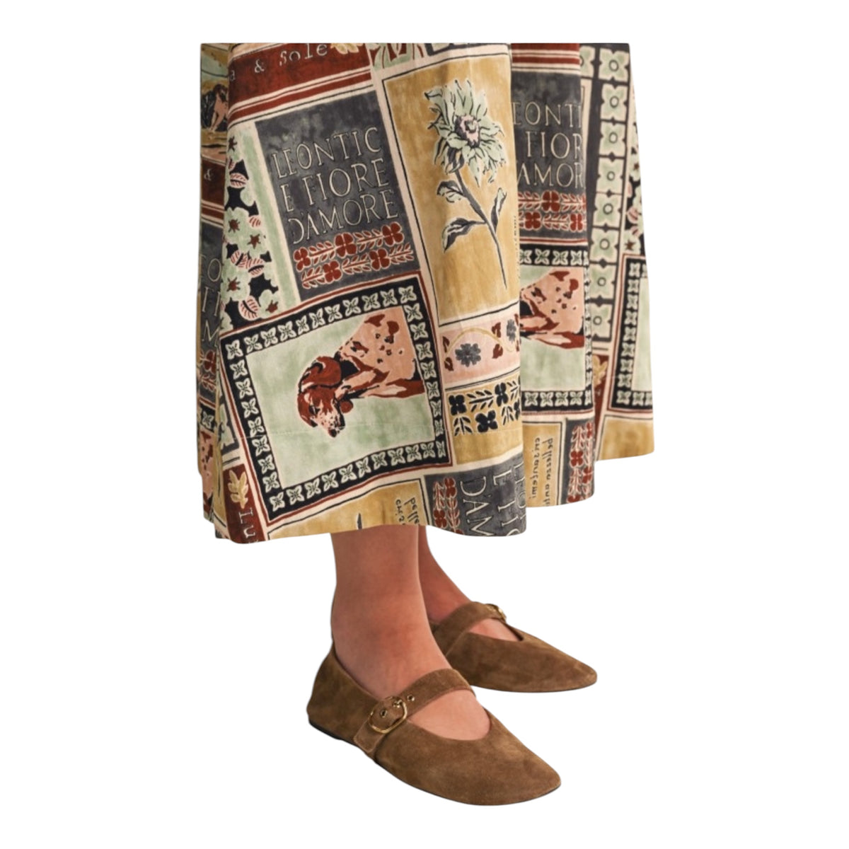 Patch Print Maxi Skirt