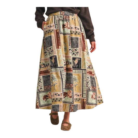 Patch Print Maxi Skirt