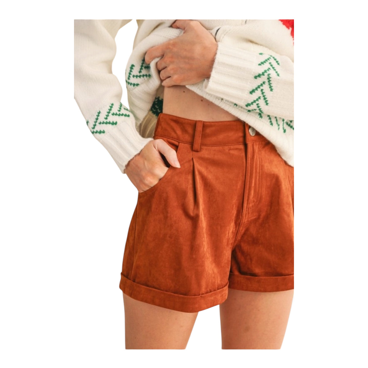 Olive Suede Shorts