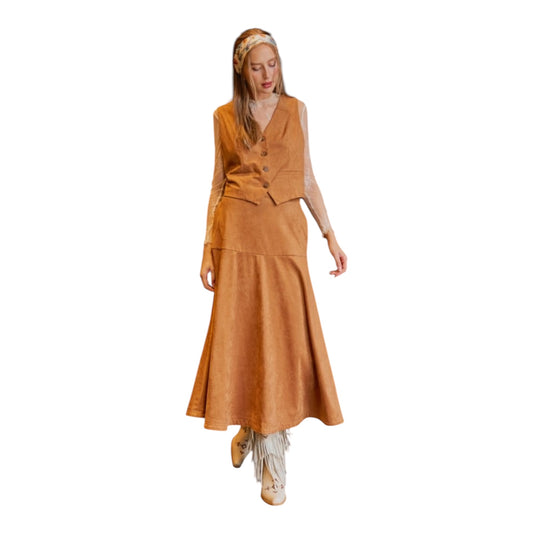 Suede Skirt & Vest Set