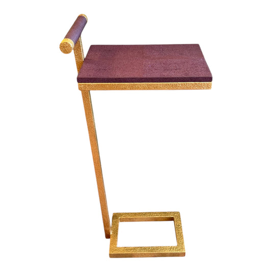 Ellery Shagreen Accent Table - Oxblood