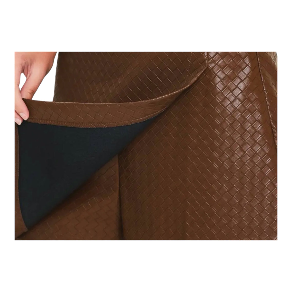 Woven Faux Leather Skort