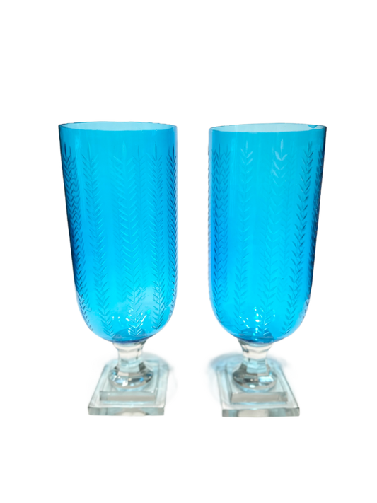 Pair of Laurel Leaf Etched Hurricanes