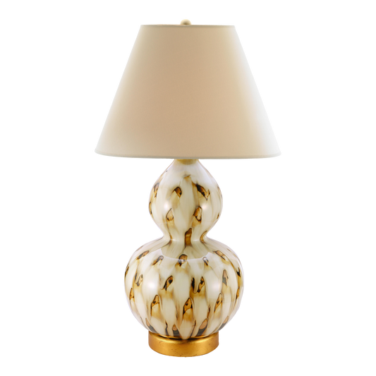 Bunny Williams Home Small Pheasant Feather Lamp, Brown with Gold Base