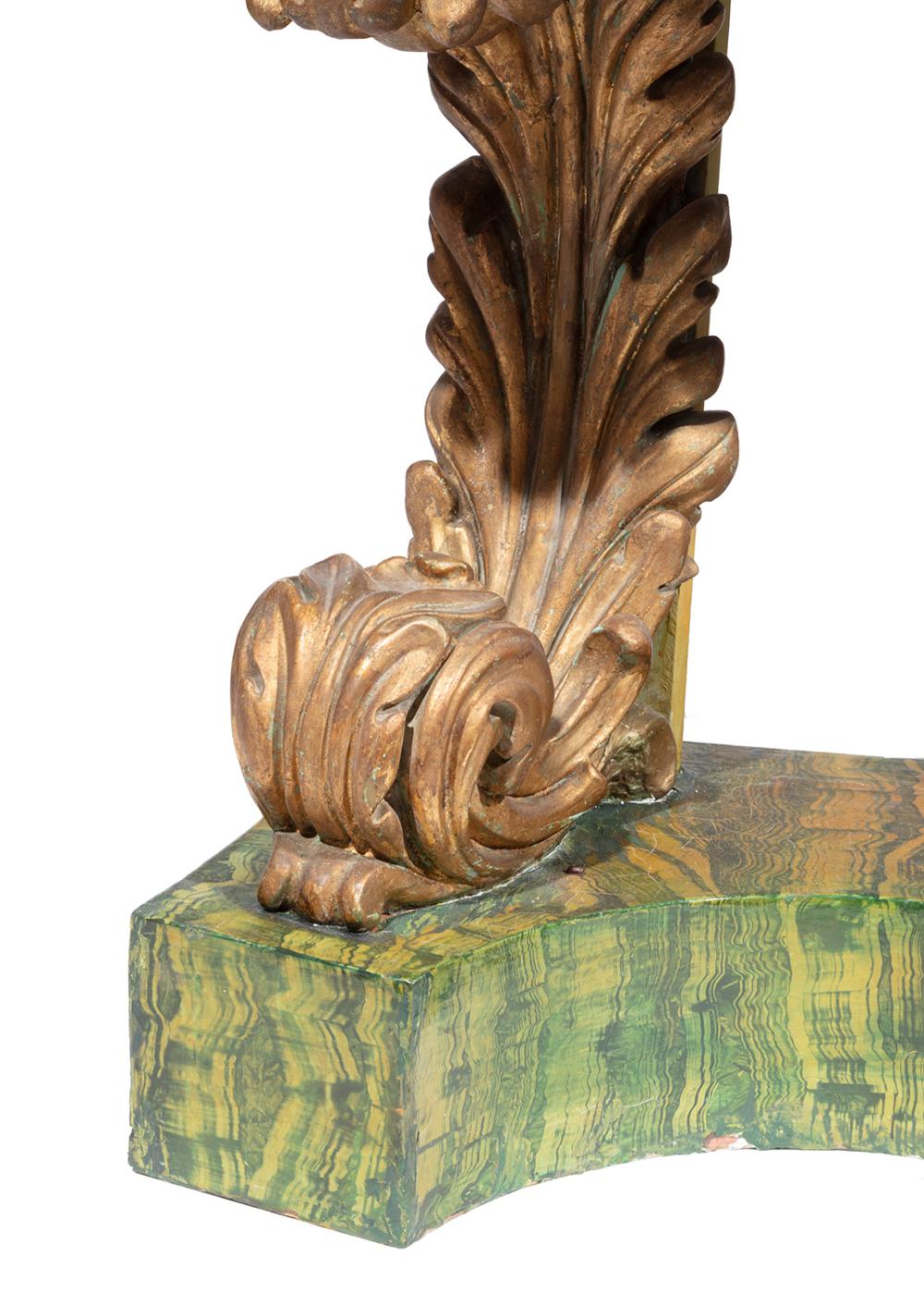 Pair of Faux Malachite Consoles