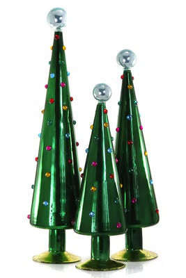 Set of 3 Dotted Trees in Dark Green