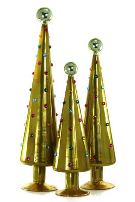 Set of 3 Dotted Trees in Citron