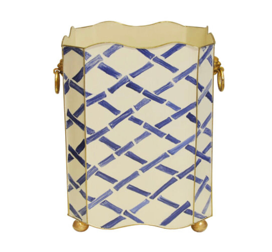 Hand Painted Bamboo Waste Basket