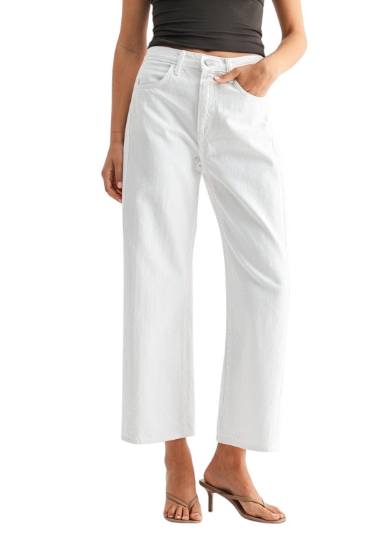Twist Denim Barrel Jean in Optic White