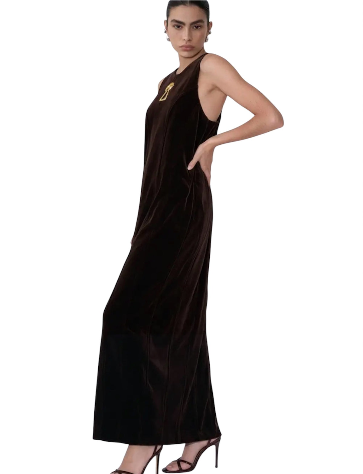 Embellished Velvet Column Dress