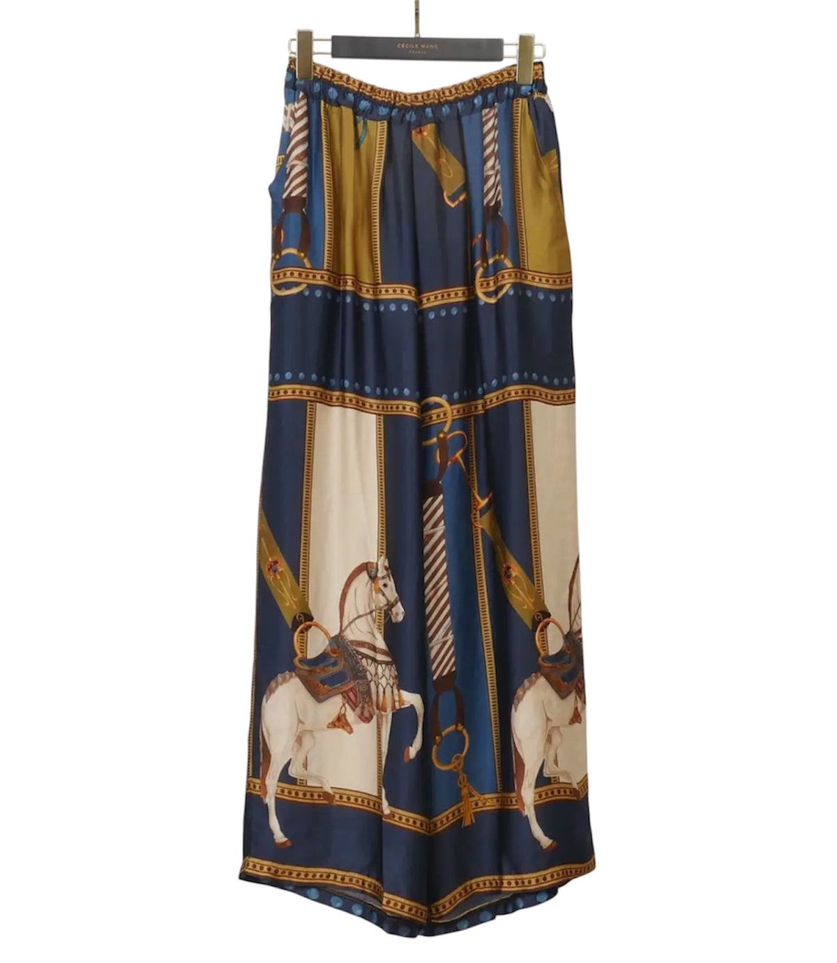 Satin Equestrian Print Pants