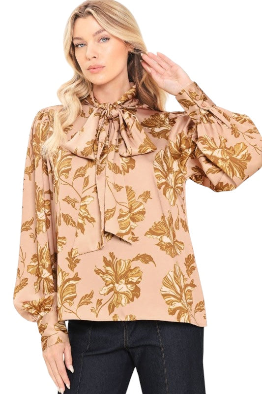 Floral Tie Front Blouse