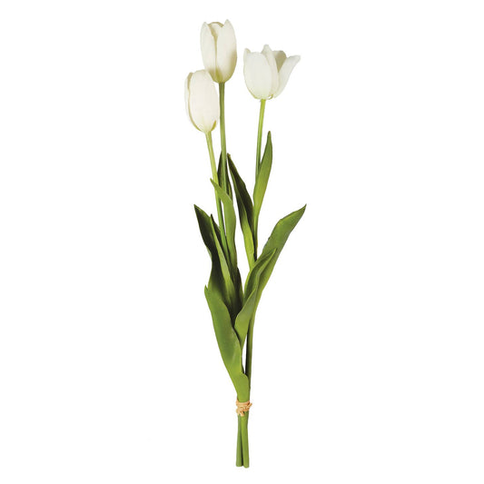 Real Touch Tulips - Bundle of 3 - White